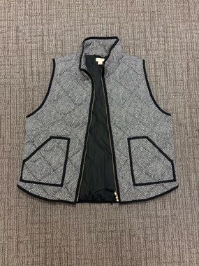 J. Crew Black and White Herringbone Zip Vest